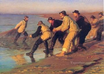 Pescadores en la playa 1883 Peder Severin Kroyer Oil Paintings